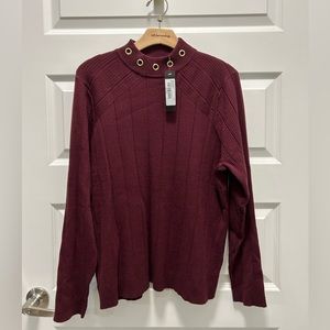 Belldini Mock Neck High Fashion Sweater Red Burgundy Plus Size 3X Grommet NWT!